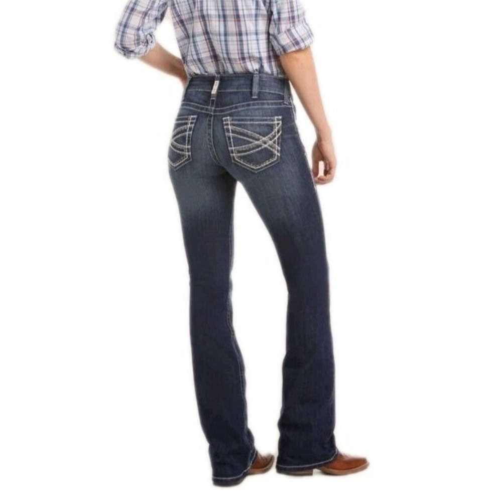 ARIAT REAL Bootcut Jeans Womens 30S Marine Blue Mid Rise Stretch Denim Western‎ - Picture 11 of 11